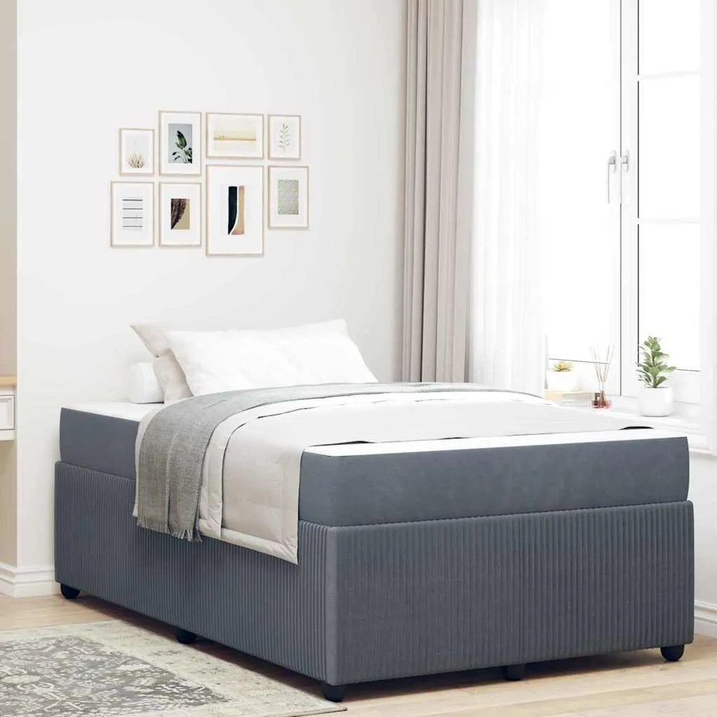 vidaXL Cadru de pat cu saltea Altele Gri închis 120 x 200 cm Catifea