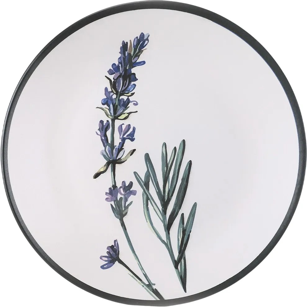 Set of 6 shallow stoneware plates Herbal 25 cm