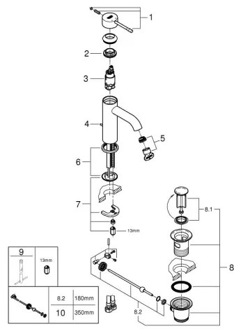 GROHE ESSENCE 23589DA1 - Baterie pentru lavoar DN 15, finisaj cupru