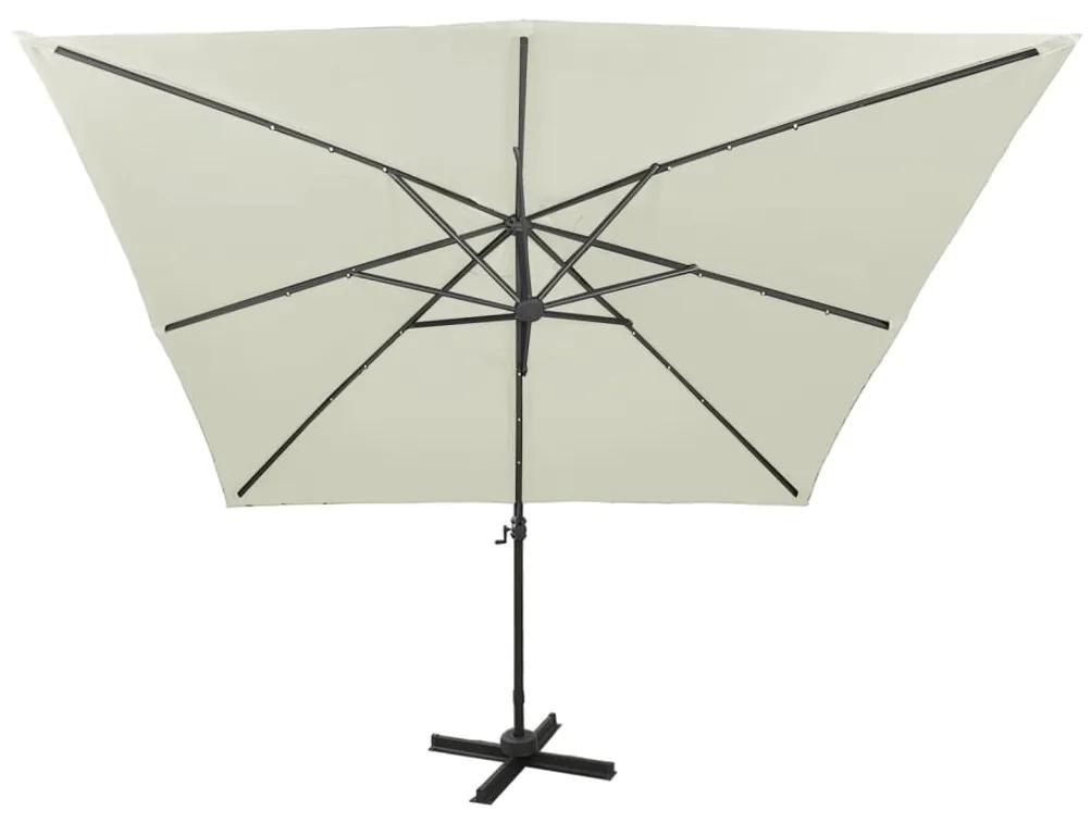Umbrela suspendata cu stalp si LED-uri, nisipiu, 300 cm Nisip