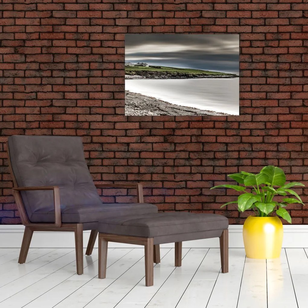 Tablou pe sticlă cu lac în amurg (70x50 cm)