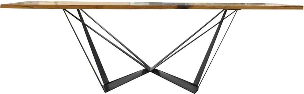 Masă lemn masiv Dining Viktor Stejar Picioare Metal 200/220/, 240 × 100 × 78 cm - 260x100