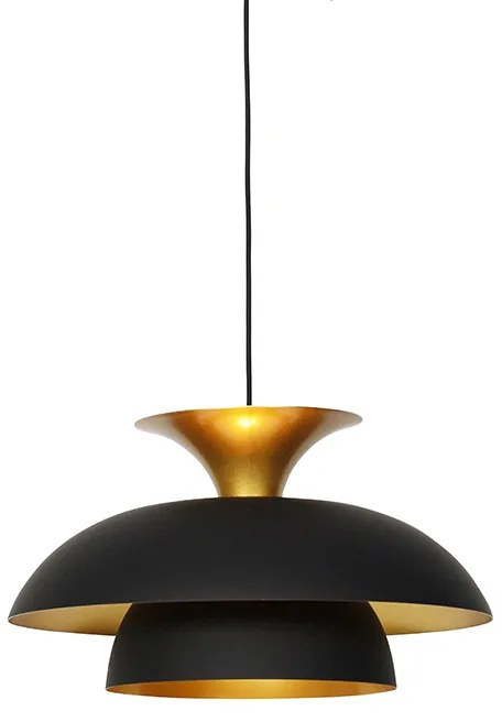 Lampă modernă rotundă cu pandantiv neagră cu aur cu 3 straturi - Titus