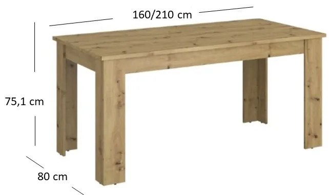 Masă de sufragerie extensibilă (pentru 6 8 persoane) Mebel Bos Andra (Stejar artisan). 1052737