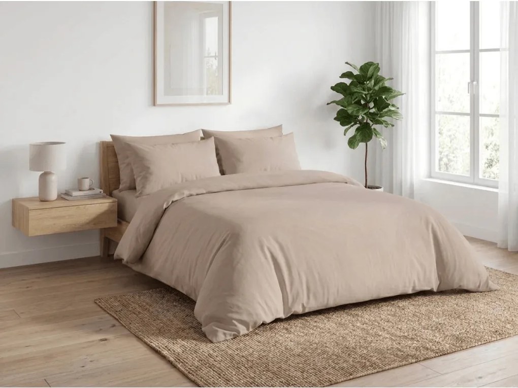 Lenjerie de pat creponata TAUPEXA maro deschis Dimensiune lenjerie de pat: 70 x 90 cm | 140 x 220 cm