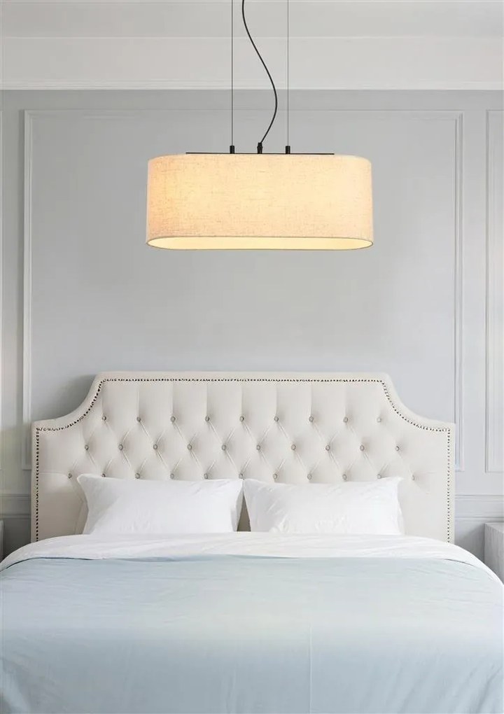 Lustra suspendata cu abajur oval in Hessian