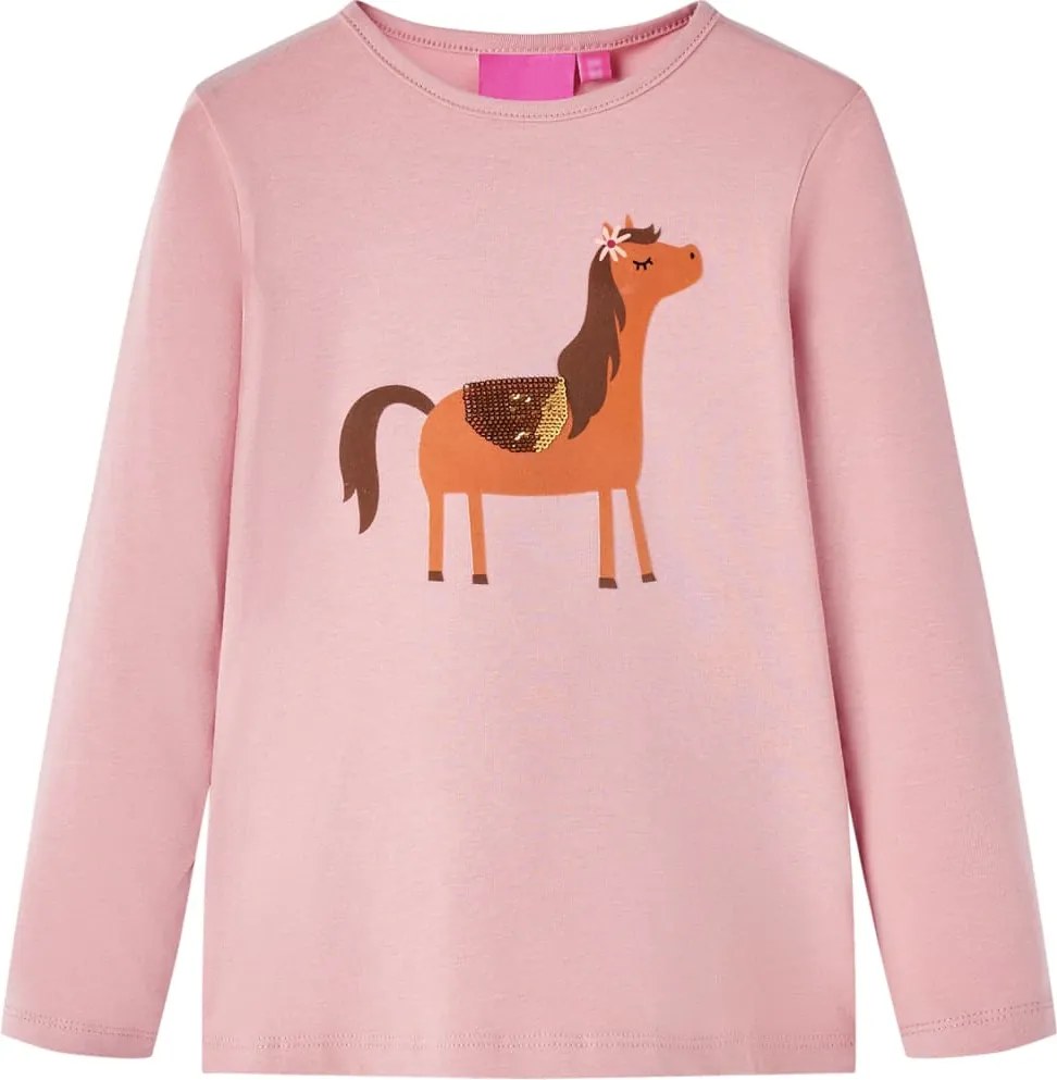 vidaXL Tricou pentru copii cu mâneci lungi, roz deschis, 128