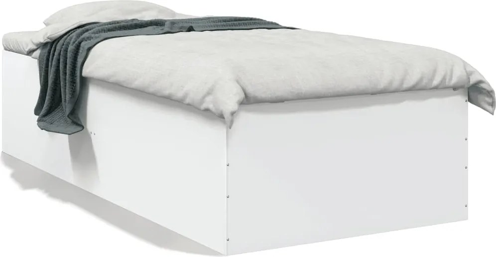 vidaXL Cadru de pat, alb, 90x200 cm, lemn prelucrat