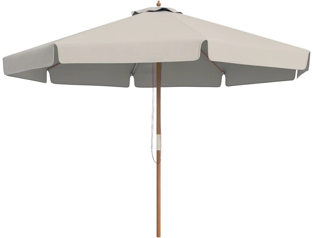 Outsunny Umbrelă de Grădină cu Corzi, Deschidere Reglabilă și Orificii de Ventilație, Ø325x250 cm, Gri | Aosom Romania