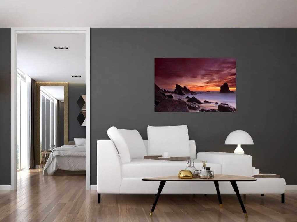 Tablou cu apus de soare pe mal (90x60 cm)