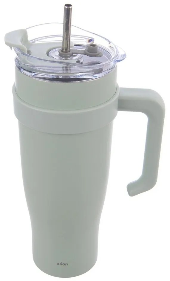 Cană termos verde salvie cu pai 1,2 l Termo – Orion