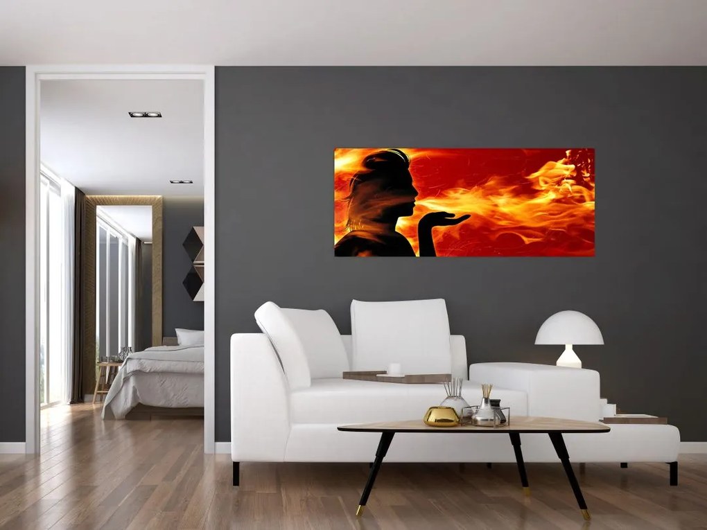 Tablou femeii în foc (120x50 cm)