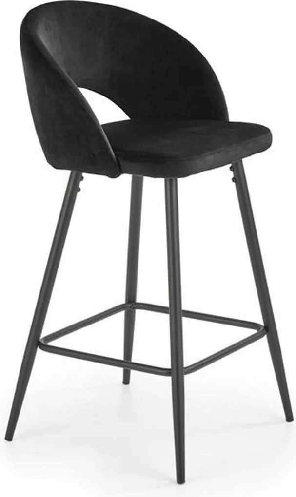 Scaun bar 65 cm H96, negru - HLR 66, stofa catifelata/otel