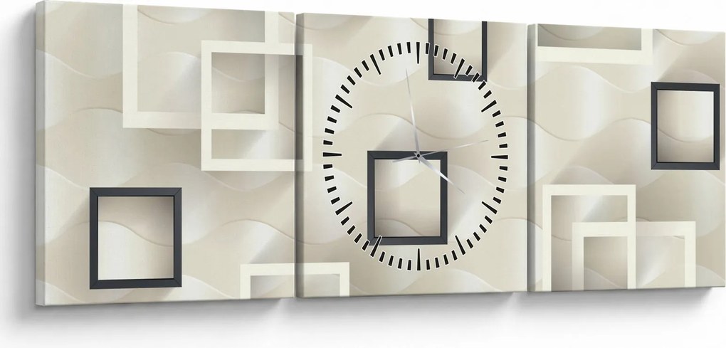 Tablou geometric abstract (cu ceas) (90x30 cm)