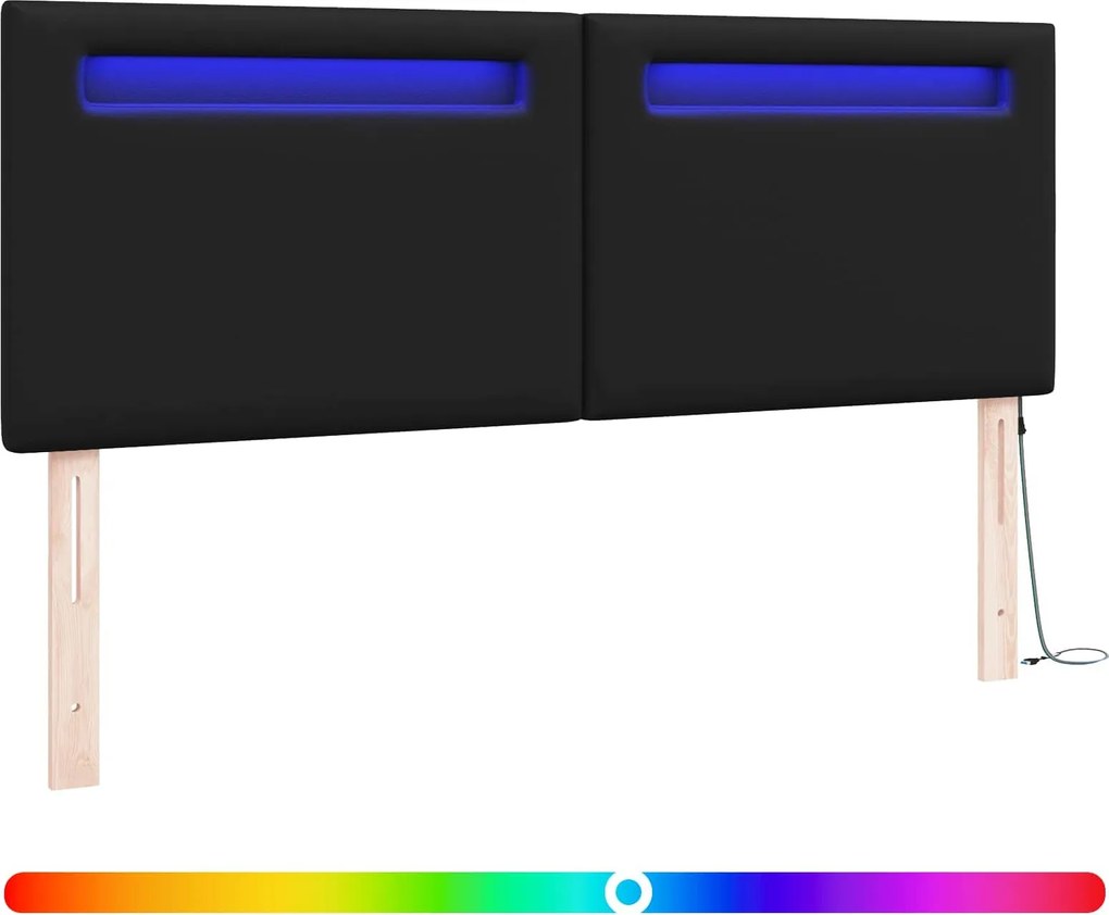 vidaXL Tăblie LED Negru 144 cm Piele artificială