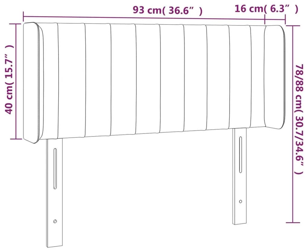 Tablie de pat cu aripioare gri deschis 93x16x78 88 cm catifea 1, Gri deschis, 93 x 16 x 78 88 cm