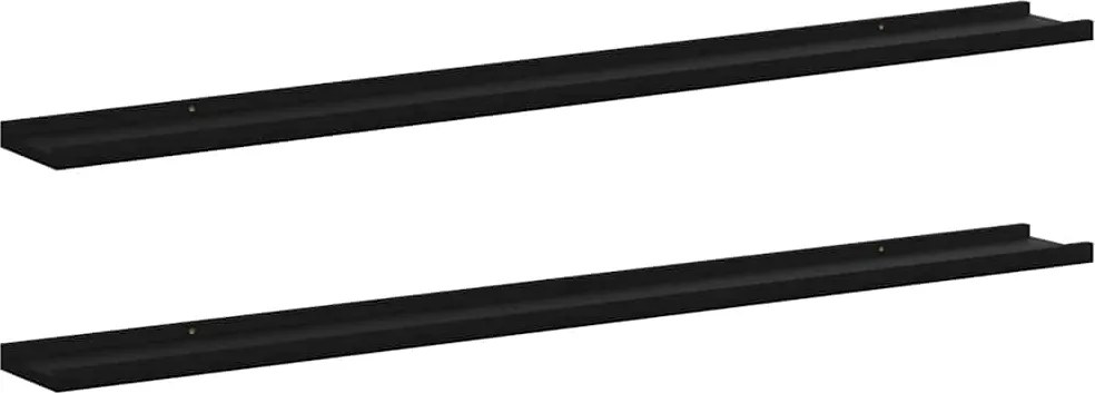 vidaXL Rafturi de perete, 2 buc., negru, 115x9x3 cm