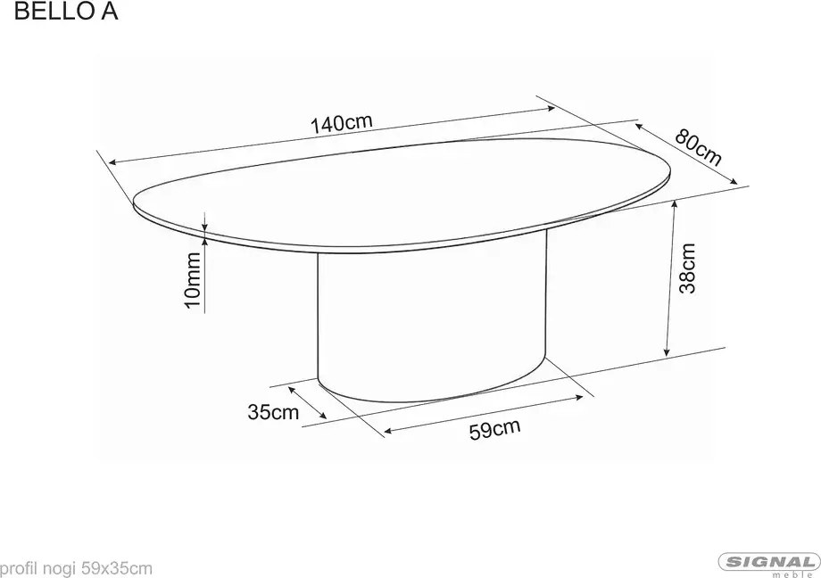 Masuta de cafea Bello A negru lucios/cupru L120xl80 cm
