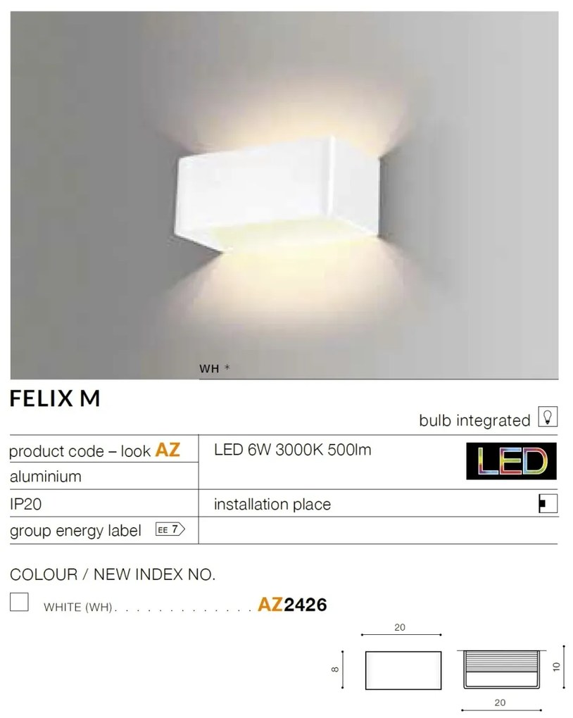 Aplica LED ambientala FELIX M alba