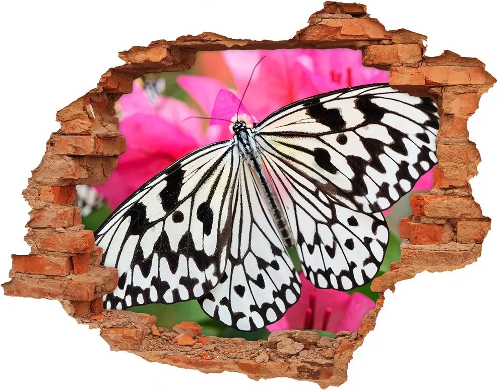 Autocolant de perete gaură 3D Fluture pe o floare