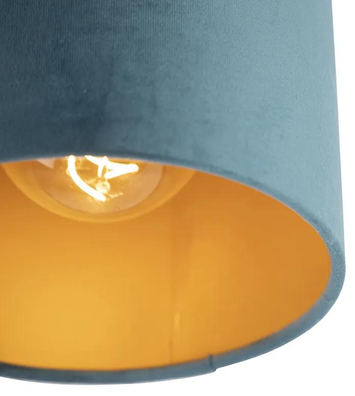 Lampă de tavan cu nuanță de velur albastru cu auriu 20 cm - negru Combi