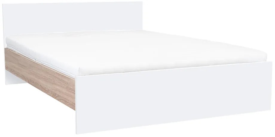 Pat dublu Miami fără cadru 160x200 cm alb-stejar sonoma