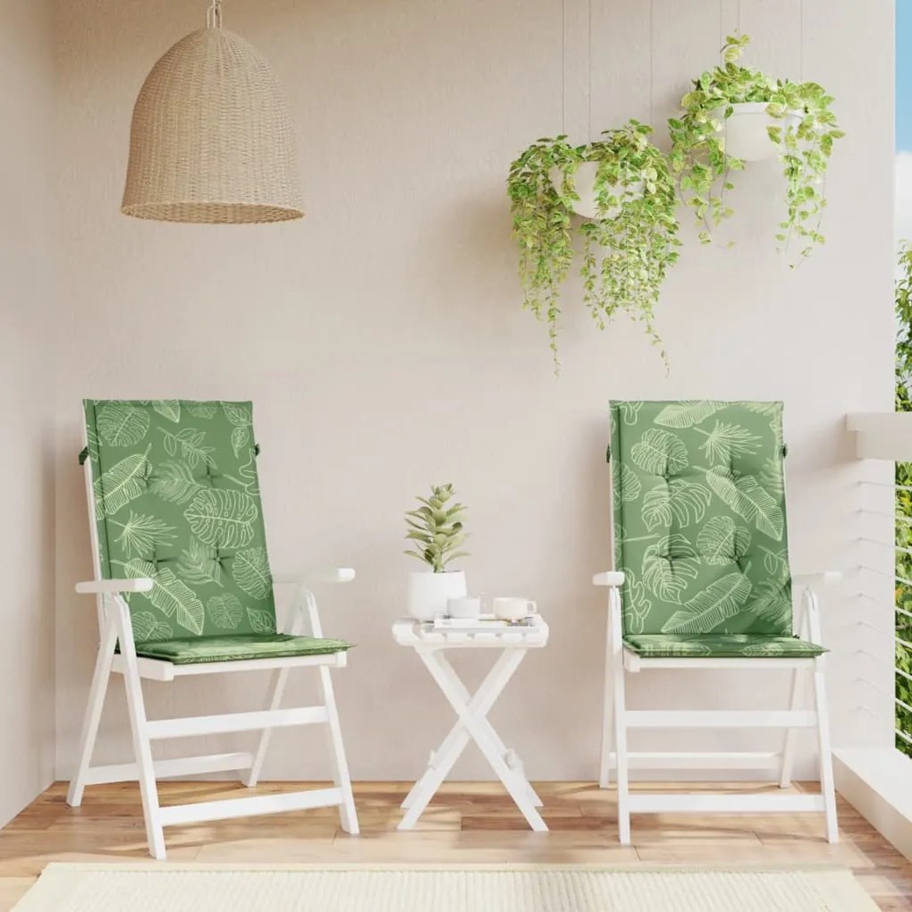 vidaXL Perne de scaun spătar înalt, 2 buc., model frunze, textil