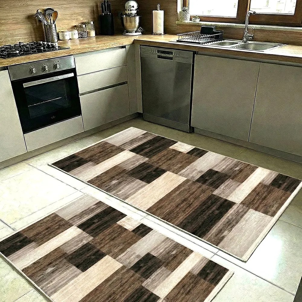 Set 2 Covoare bucatarie antiderapante 60x80 cm + 60x120 cm, CBU309