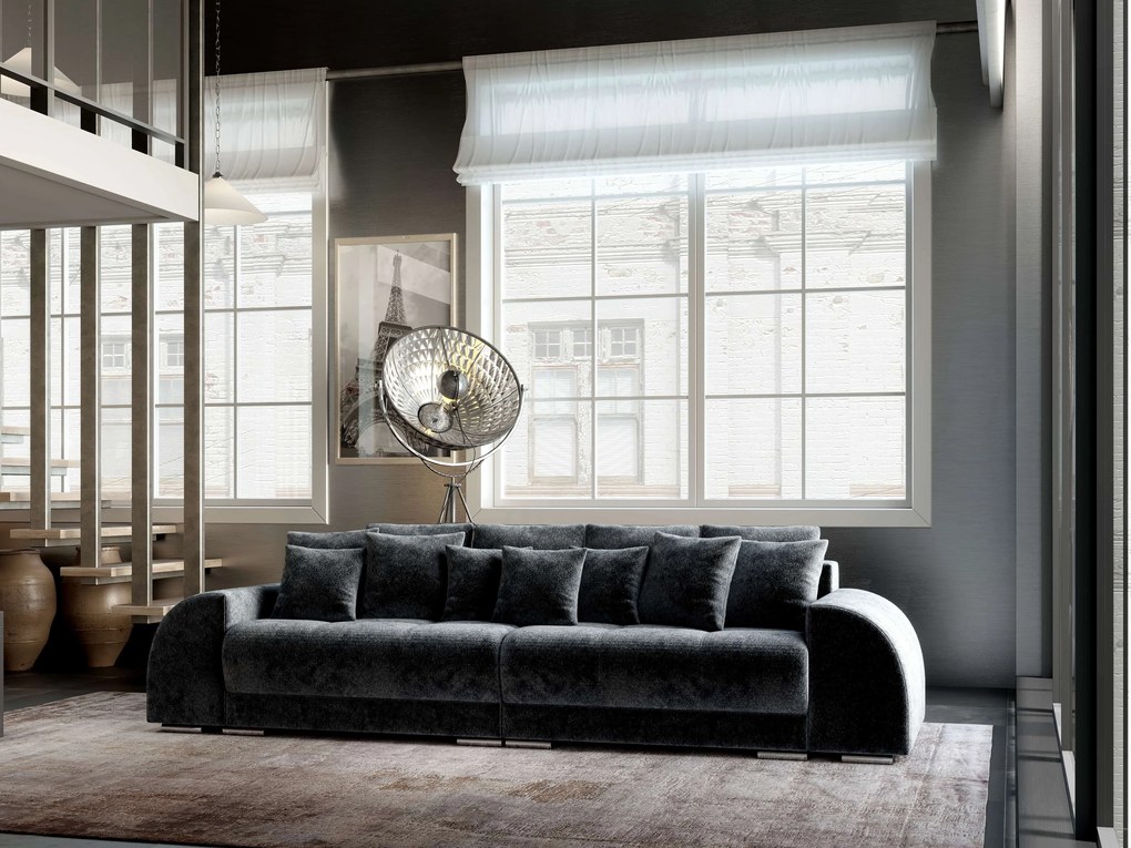 Canapea extensibilă dumonde cu 2 lăzi de depozitare si sezut confortabil din spuma high-density, Verona Euphoria Grafit 310x100 cm