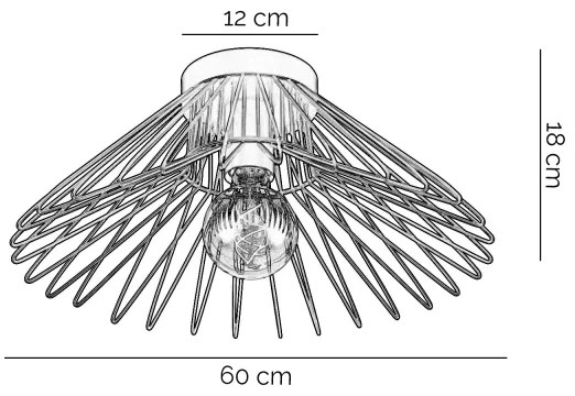 Plafonieră ONLI DUCCIO 1xE27/22W/230V d. 60 cm negru