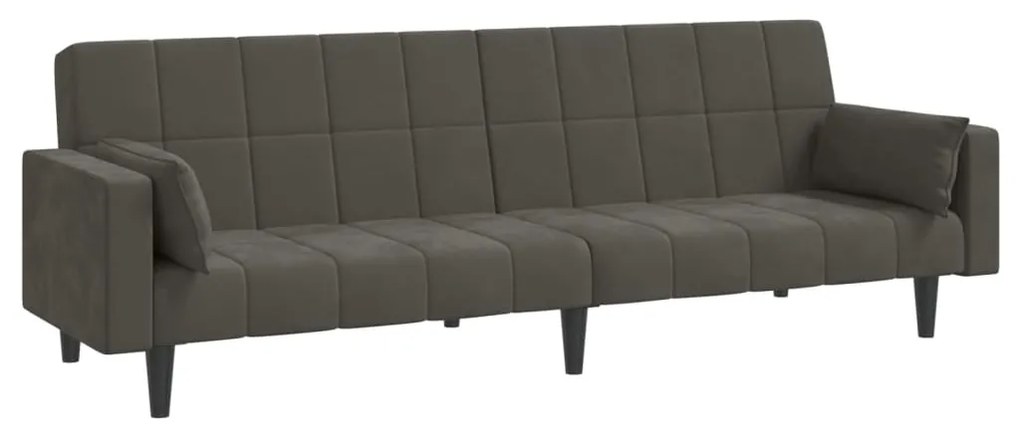 337514 vidaXL Canapea extensibilă cu 2 locuri, 2 perne, gri închis, catifea
