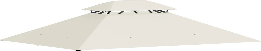 Outsunny Husă de schimb pentru pavilion husă pentru tonelă 4 x 3 m, acoperiș dublu cu orificii de drenaj, poliester 180 g/m², crem | Aosom Romania