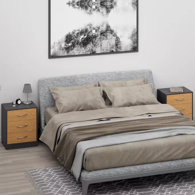 Deuba Set 2 noptiere Eloise 54x39x28 cm - lemn/gri