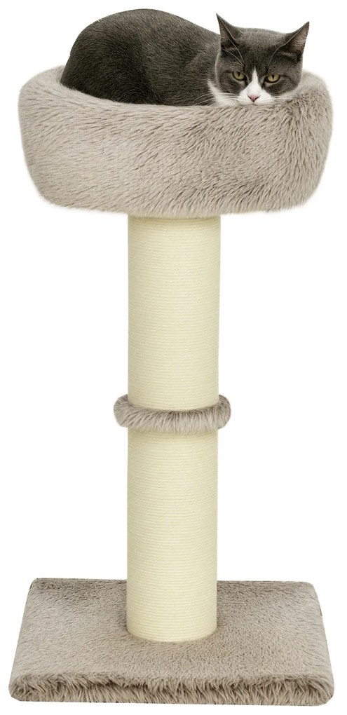 PawHut Pom pentru pisici pom pentru zgâriere pentru pisici pat cu pluș bază mare pentru interior 45lungime x 45lățime x 87înălțime cm maro | Aosom Romania