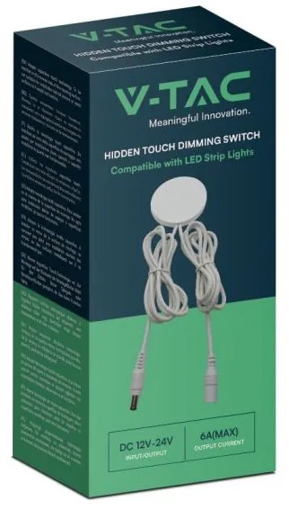 Intrerupator dimmer Touch ascuns, alb, V-tac