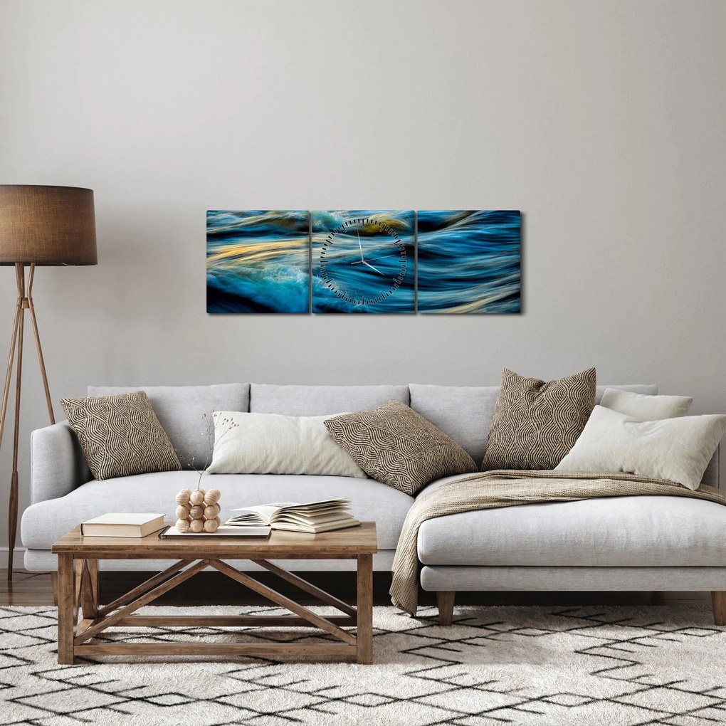 Tablou - Valuri (cu ceas) (90x30 cm)