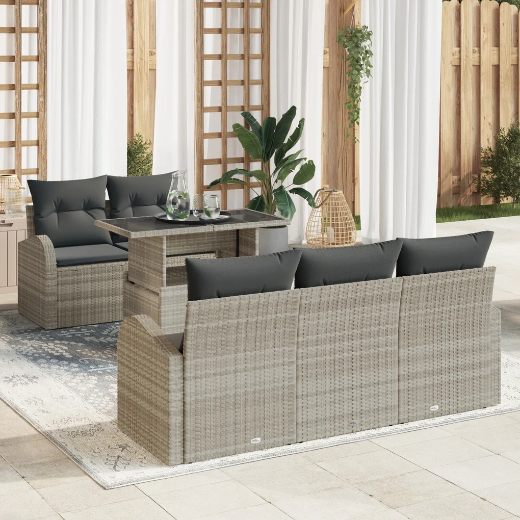 vidaXL Set de canapele pentru grădină 6 pcs Gri deschis Rattan poli