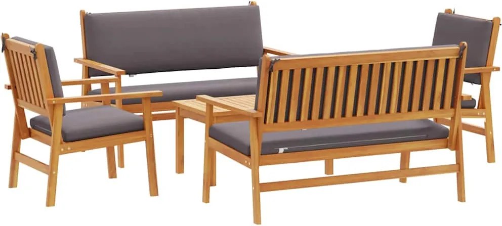 vidaXL Set de canapele pentru grădină 5 pcs Maro Lemn Solid de Acacia