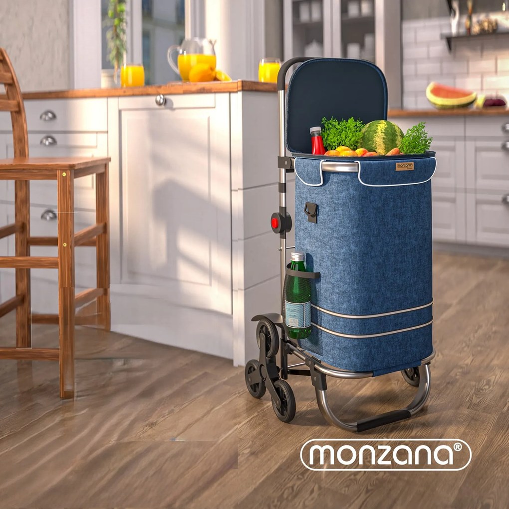 Geantă de cumpărături pe roți pentru scări COMFORT, 50L, albastru Monzana