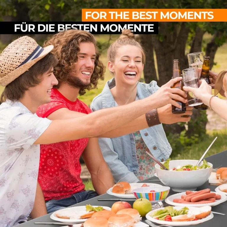 Jago Masă pliabilă 183 cm pentru 8 persoane - negru