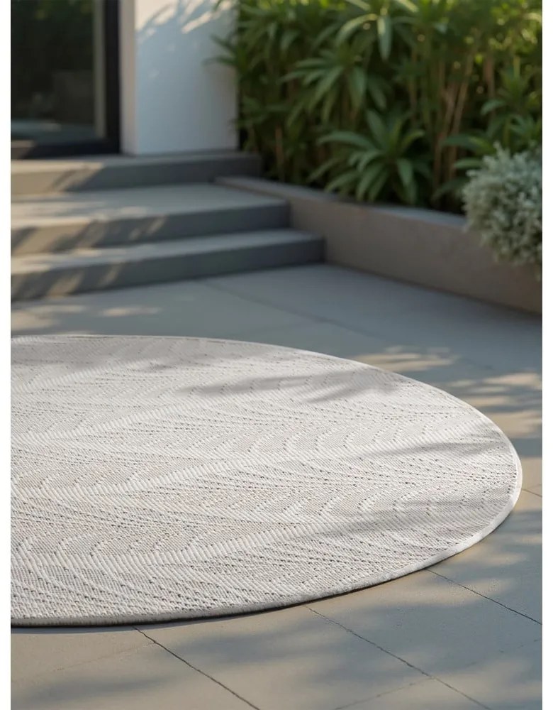 Covor pentru exterior și interior gri/fildeș rotund ø 160 cm Duet Liora – NORTHRUGS