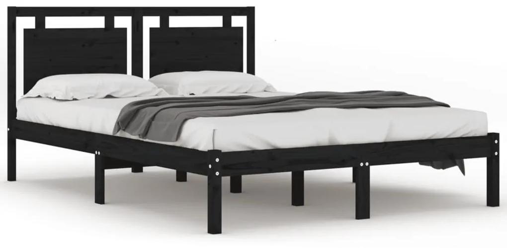 3105559 vidaXL Cadru de pat, negru, 200x200 cm, lemn masiv