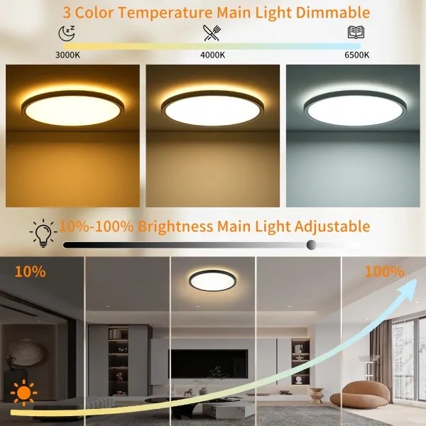 Brilagi - Corp de iluminat LED reglabil ULTRA SLIM, 18W, 230V, diametru 30 cm, negru + telecomandă