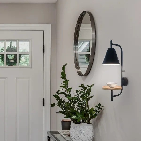 Lampă de perete cu raft Rabalux 71293 AZOME 1xE27/15W/230V fag