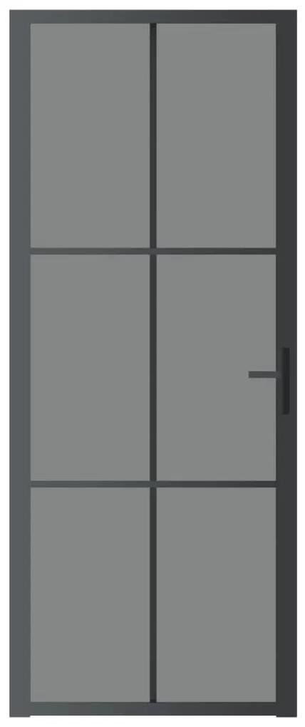 Usa de interior, 83x201,5 cm, negru, sticla ESG si aluminiu 1, black and dark transparent, 83 x 201.5 cm, Grila 3x2