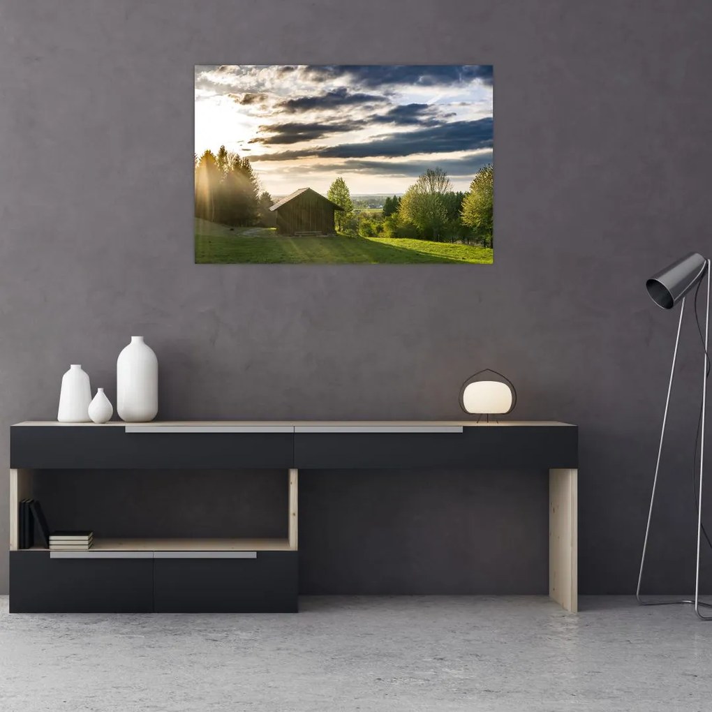Tablou cabana în pădure (90x60 cm)