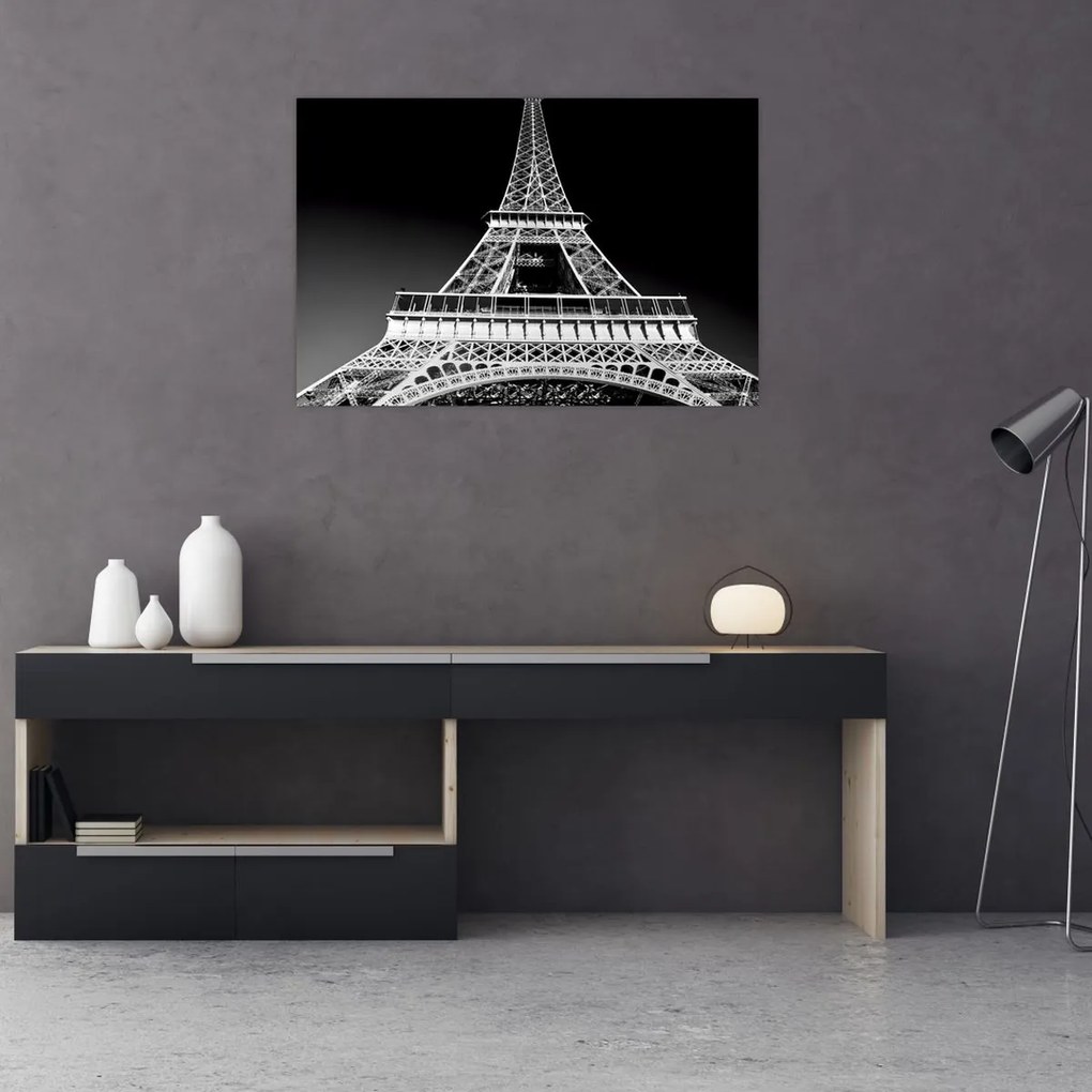 Tablou - Turnul Eiffel, alb-negru (90x60 cm)