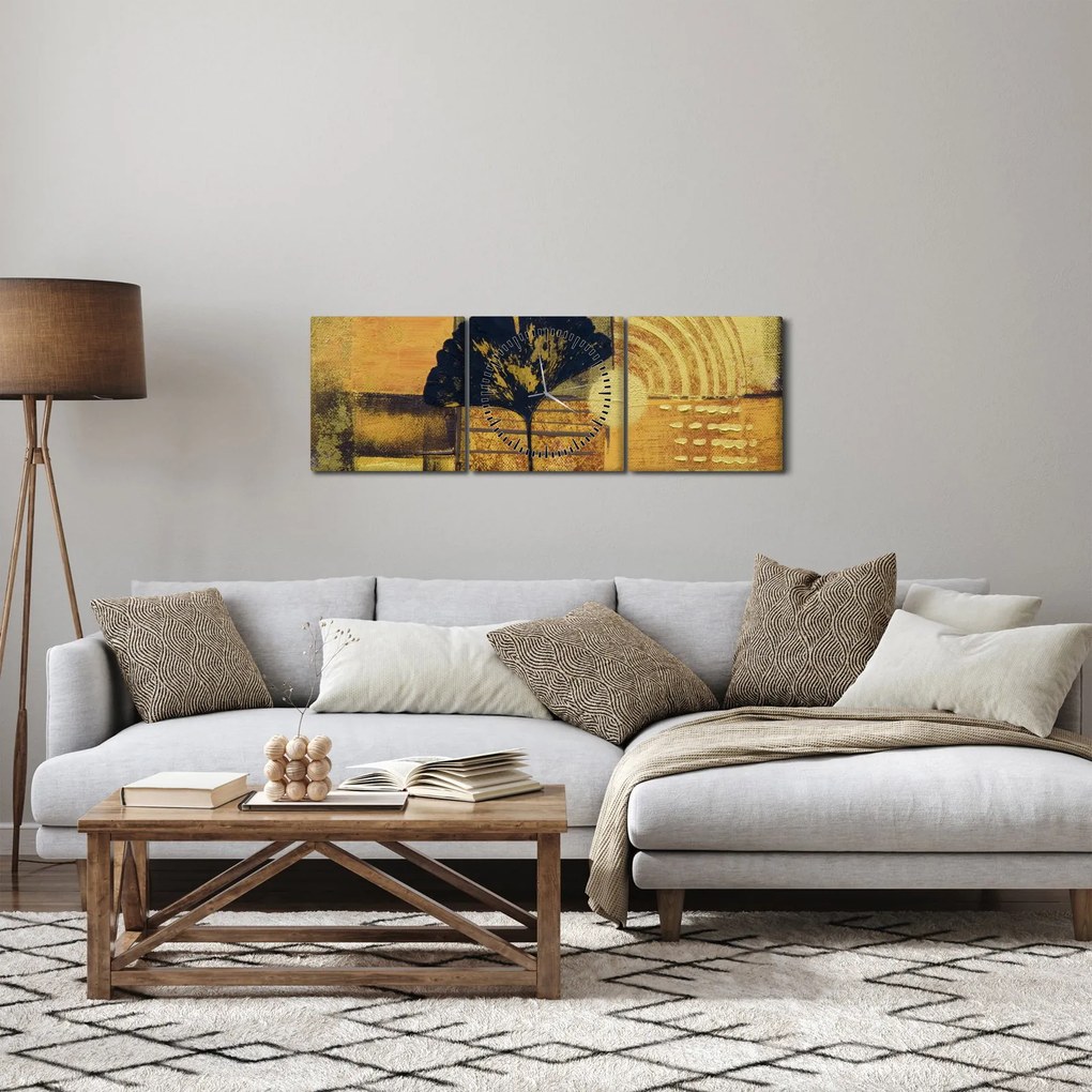 Tablou - Frunza ginkgo (cu ceas) (90x30 cm)