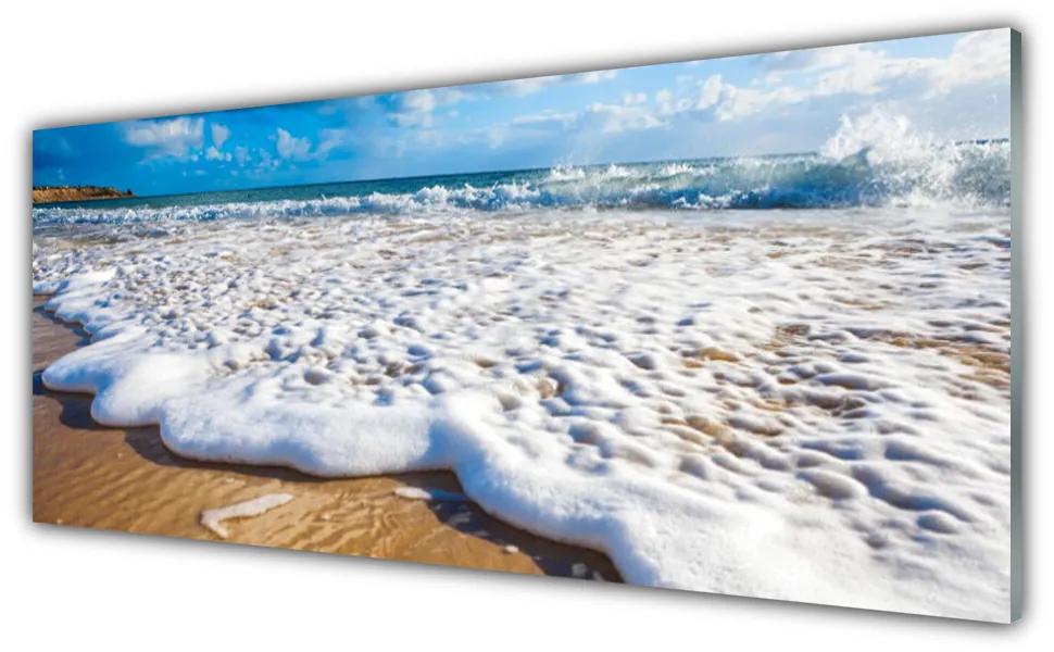 Tablouri acrilice Plaja stinca nisip Natura Albastru Maro