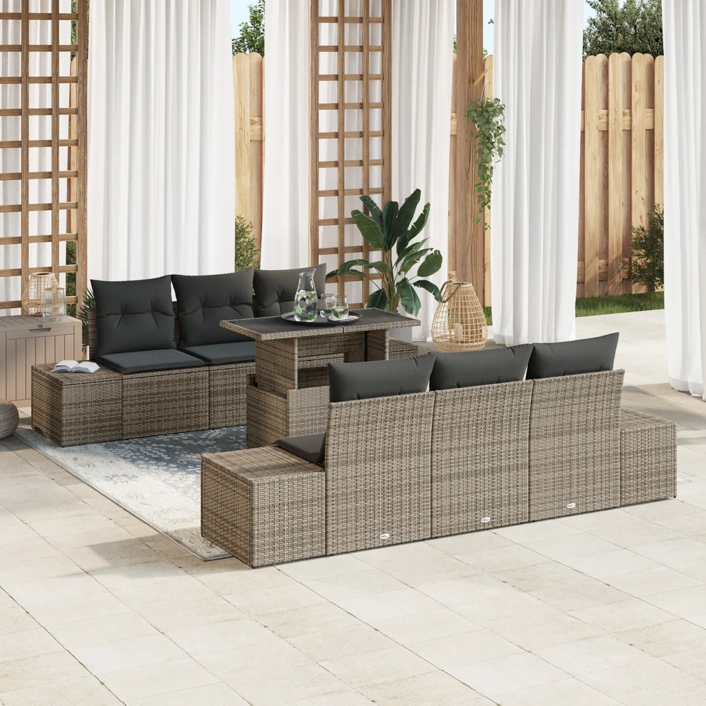 vidaXL Set de canapele pentru grădină 7 pcs Gri 100 x 55 x 73 cm